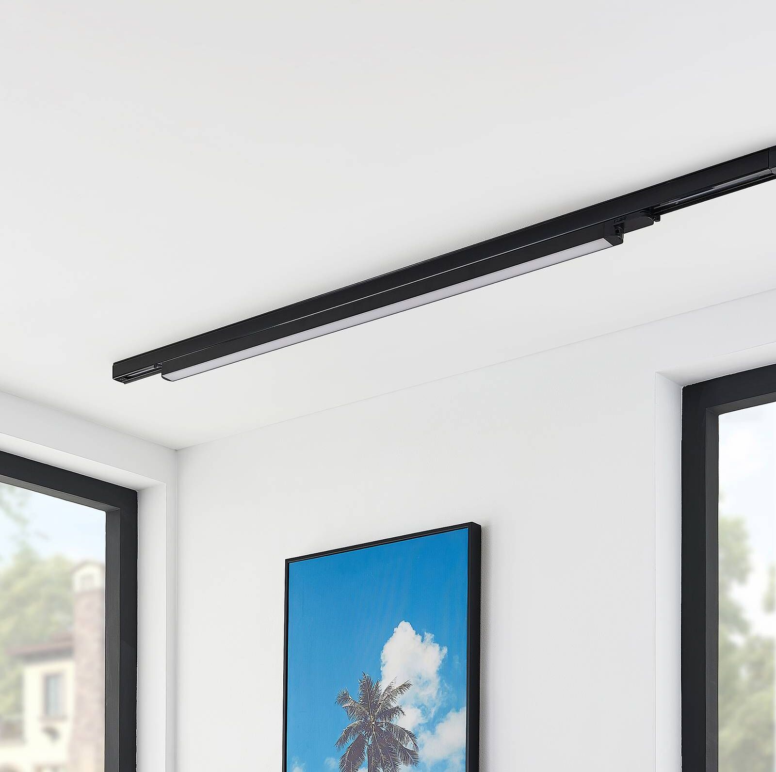 Arcchio LED track light Harlow, black, 109 cm, 3,000K Harlow, Black, Workroom / Office, Aluminium, Modern, Track Lighting 3-Phase Track