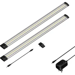 ledscom.de LED Unterbau-Leuchte SIRIS, flach, je 50cm, je 655lm, weiß, 2er Set