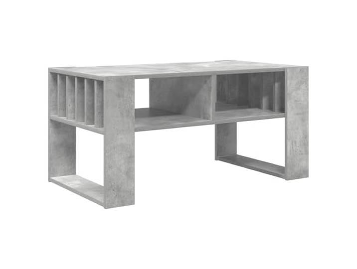 Xhnifbn Couchtisch Beton Grau 92x49,5x45 cm Rechteckig Holzwerkstoff Tisch Modernes Design mit 2 offenen Ablagen für Zeitungen und Deko im Wohnzimmer. Stabile Konstruktion aus Holzwerkstoff.