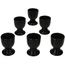 6er Set Panther Eierbecher mit Fuß matt schwarz aus Steingut – AS.EG.F.01899