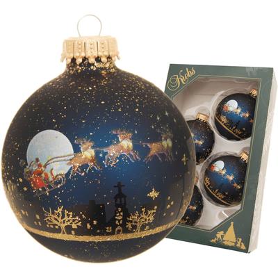 Weihnachtsbaumkugel KREBS GLAS LAUSCHA "Midnight before Christmas", blau (dunkelblau), Ø:7cm, Glas, Weihnachtsbaumkugeln, Weihnachtsdeko, Christbaumschmuck, Christbaumkugeln aus Glas