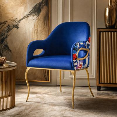 Furniture of America Premier Vivo Modern Glam Abstract Upholstered Accent Chair with Curved Gold Legs