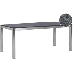 GARTENTISCH Edelstahl/Naturstein schwarz geflammt 180/90 cm einteilige Tischplatte Grosseto