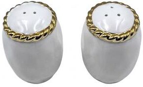 Jiallo "3.25"" 2-Piece Porcelain Salt & Pepper Set with Gold Trim"