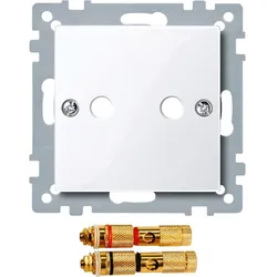Merten 468825 Zentralplatte mit High-End Lautsprecher-Steckverbinder, aktivweiß glänzend, System M