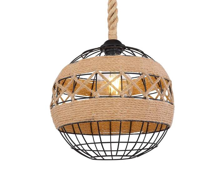 Suspension Ulleu V Ø 30cm Marron/Noir Tissu mélangé LED E27