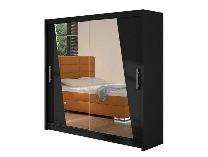 MIRJAN24 Kleiderschrank London XIV (Frontspiegel, Schiebetüren) Aluminium-Gleitschienen, Schwebetürenschrank