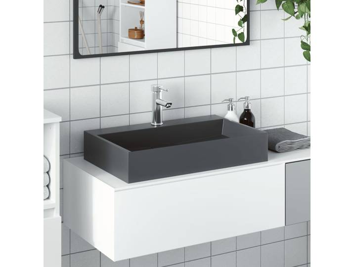 vidaXL Waschbecken 60x38x11 cm Mineralguss/Marmorguss Anthrazit