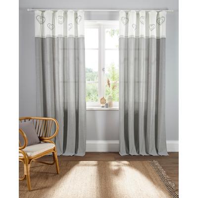Gardine OTTO HOME "Louis" Gr. 2, grau, B:140cm H:145cm, Baumwolle (Bio-Baumwolle), Gardinen, Gardine, halbtransparent, aus Bio-Baumwolle, einseitig bedruckt