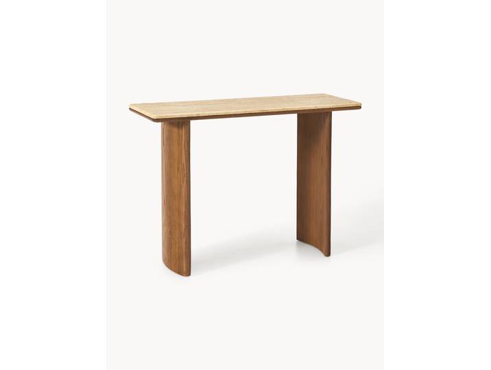 Wandtafel Chandler van eikenhout met travertin blad