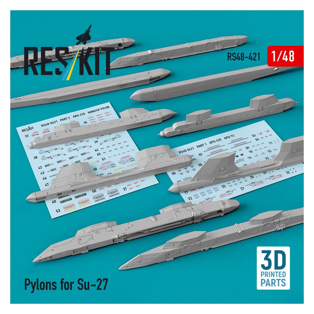 ResKit Pylons for Su-27 (3D Printed) (RS48-0421)