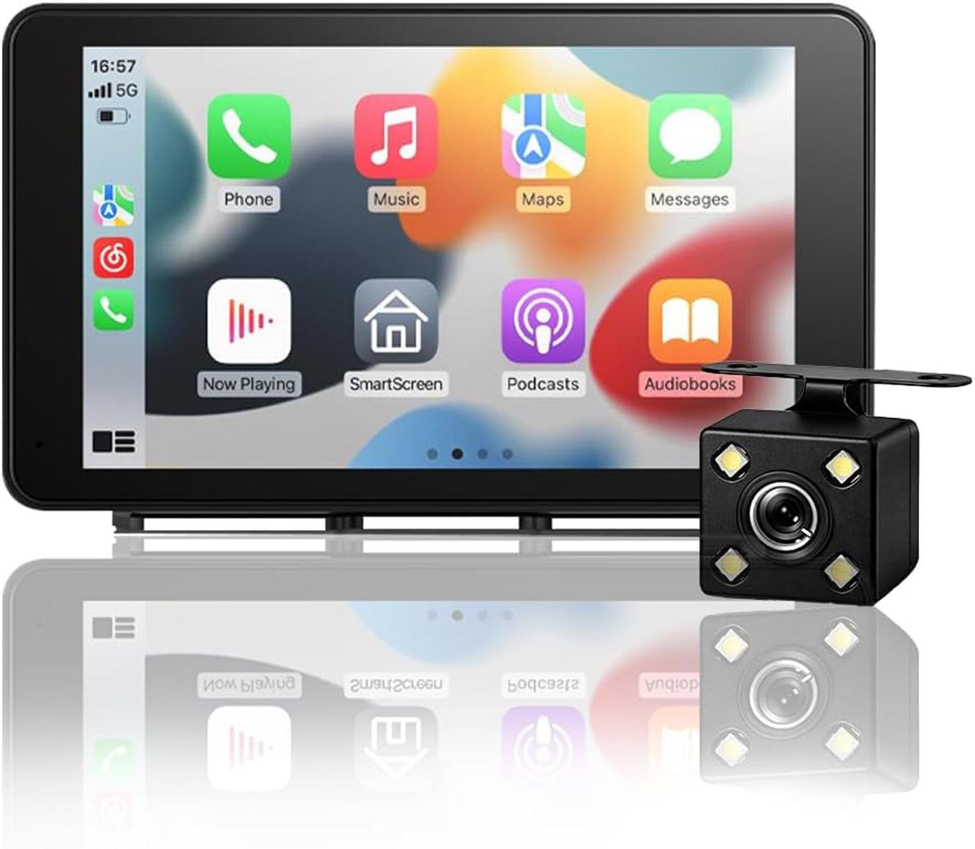AutoSky Smart Screen Pro 7 inch Draadloos Apple CarPlay & Android Auto met Bluetooth en 3.5 mm Jack - Zwart