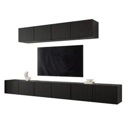 WOHNWAND ANGEL IV Schwarz hängend mit LED-Beleuchtung 300 cm