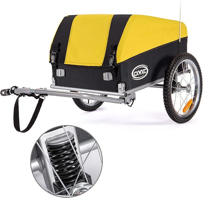 Fahrradanhänger mit Stoßdämpfer - Großer Laderaum bis 120L, Tragkraft 40KG, Klappbarer Lastenanhänger mit Abdeckplane und Sicherheitsfahne - Perfekt für den täglichen Transport