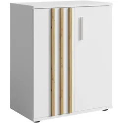 SIDEBOARD Turell 2D Weiß 60/73/35 cm – Kommode Schmal mit Lamellen