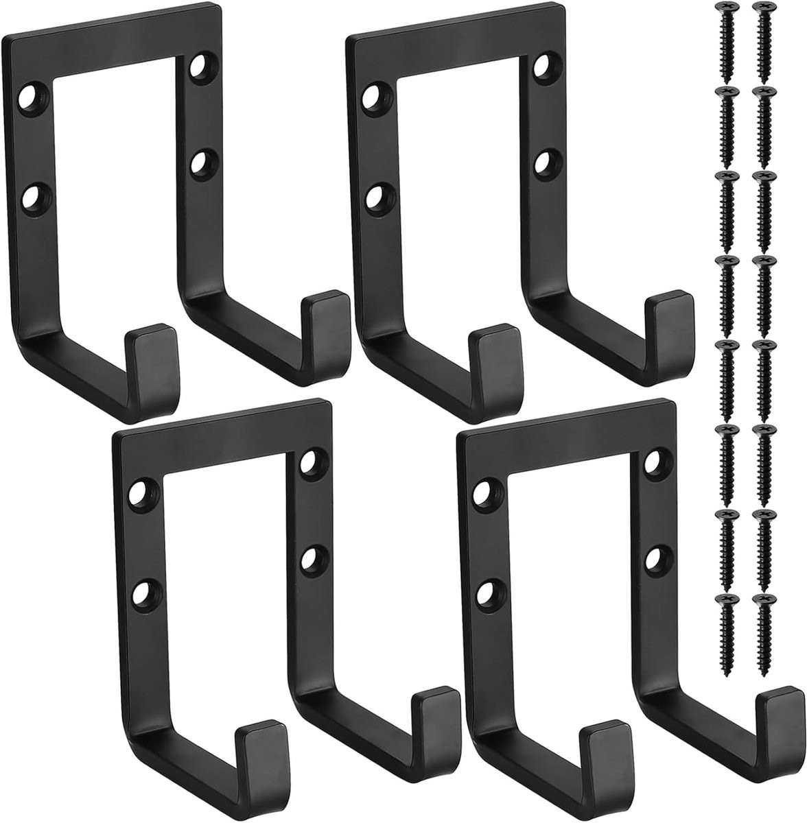 Set van 4 dubbele wandhaken voor garage en opslag - Zware gereedschapshouder en ladderhaak