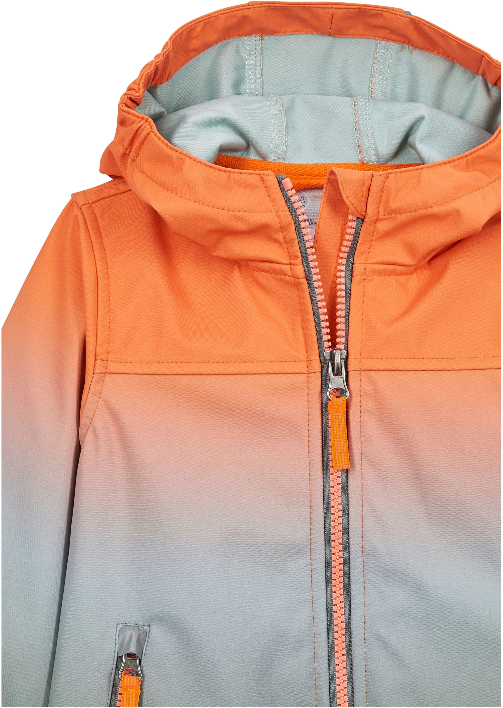 Softshelljacke "FIOS 5 MNS SFTSHLL JCKT", Kinder, Gr. 98/104, bunt (orange), Oberseite: 100% Polyester.Rückseite: 100% Polyester.Futter: 100% Polyester, FIRST INSTINCT BY KILLTEC, Jacken Softshelljacke, Winddichte, wasserabweisende Softshelljacke mit Kinn
