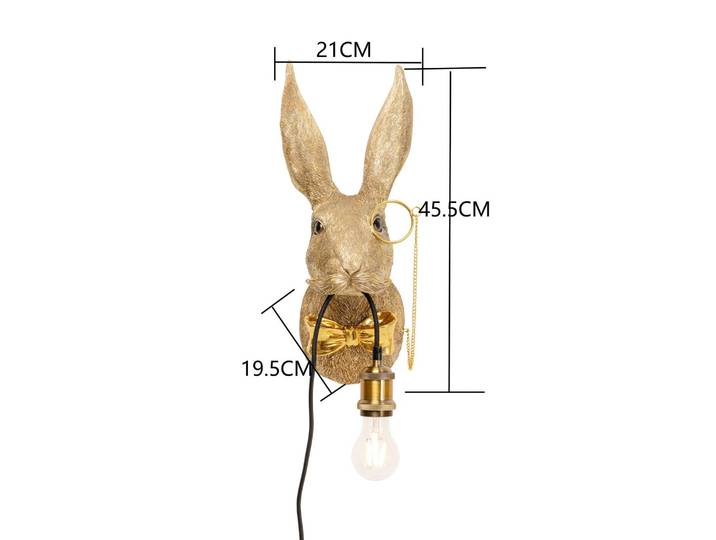KARE Wandleuchte Animal Rabbit, messing / gold, für Wohn- / Esszimmer, Kunststoff, Modern