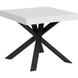 Itamoby Ausziehbarer Tisch 90 x 90/194 cm. Platte aus weißem Eschenholz - Beine in Anthrazit