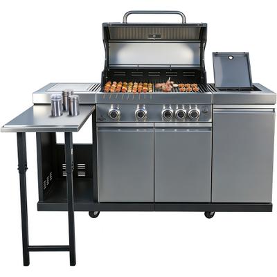 Kombigrill EL FUEGO "Augusta", silber, B:150,5cm H:116,5cm T:58cm, Grills, 17 kW Gesamtleistung, auch als Holzkohlegrill verwendbar