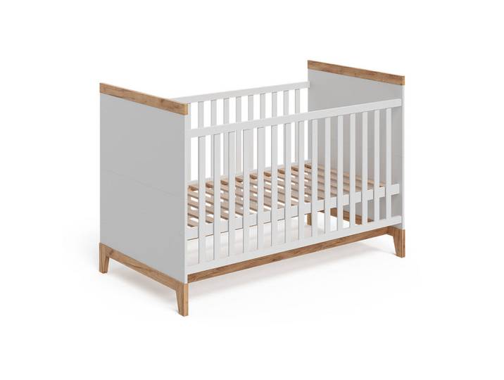 VitaliSpa Babybett Malia Weiß/Artisan 70x140 cm, Weiß, Eiche Artisan, Holzwerkstoff, Baby- und Kindermöbel, Babyzimmer, Babybett, Gitterbett