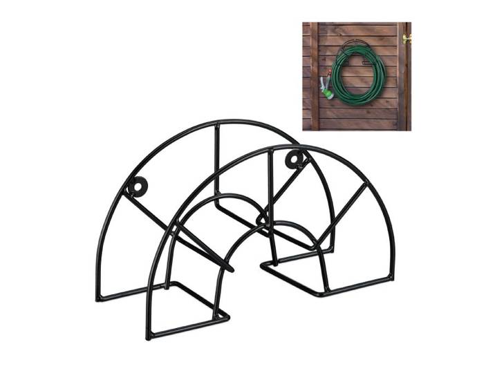 Relaxdays Support tuyau d’arrosage mur rond
