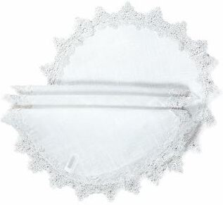 Manor Luxe Victorian Lace Trim Round Placemats, 16-Inch, Set of 4, White