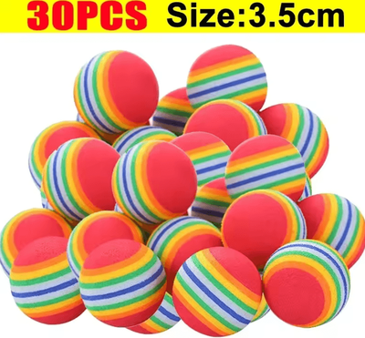Inspire Curations Rainbow EVA Pet Toy Balls For Interactive Cat & Dog Play 30pcs