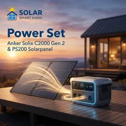 Anker Solix C2000 Gen2 + PS200 Gen2 - Power Set / Tragbare Powerstation mit Solarpanel (0% MwSt gemäß § 12 Abs. 3 S. 1 UStG bei Vorliegen der gesetzlichen Voraussetzungen)