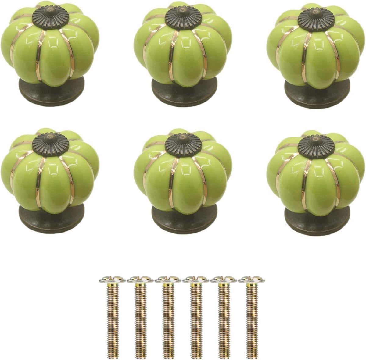 Keramische pompoenvorm handgrepen set voor meubels - Vintage kastknoppen