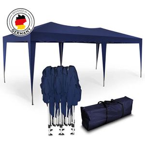 Kronenburg Pavillon 278, blau, 3 x 6m, höhenverstellbar, wasserdicht, faltbar