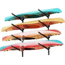 VEVOR Kajak-Aufbewahrungsregal Wandhalterung für 4 Kajaks/Kanus/Surfbretter/Paddleboards/Kleine Boote, Kajakständer mit 136 kg Tragkraft, Einstellbarer Kajakhalterung Lagergestell für Garage Steg