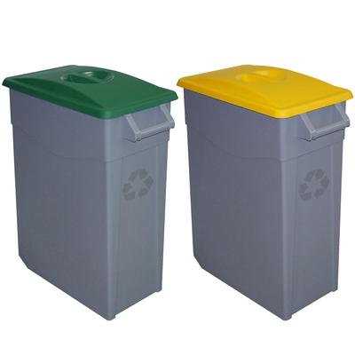 Denox Zeus Set mit 2 Müllcontainern, 130 l Gesamtkapazität, Polyethylen in Grün und Gelb