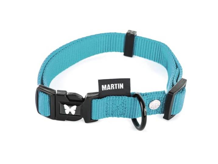 Martin Sellier Halsband Nylon Turquoise Verstelbaar