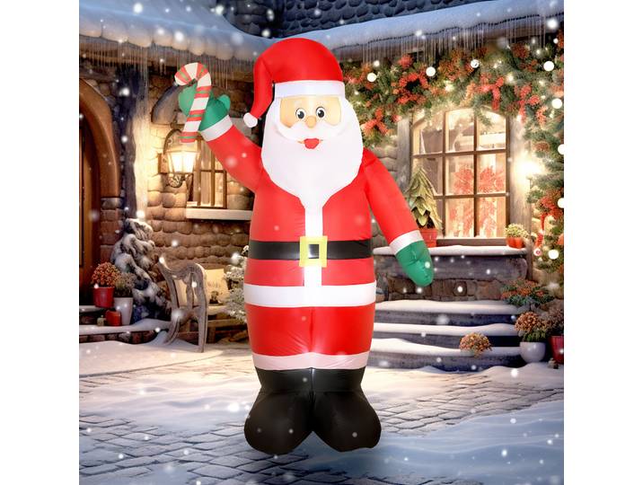 Outsunny Père Noël Gonflable 240cm LED Décor Noël Extérieur