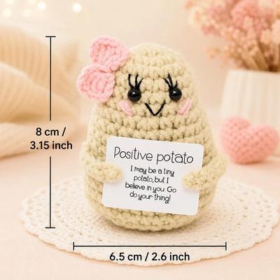 Uplift Treasures Handmade Pocket Hug Crochet Plush With Gift Card potato Girl