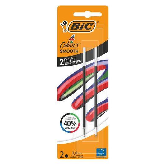 Bic 4 Colours Smooth Kugelschreibermine M schwarz, 2 St. (Schwarz, 2 Stk.) (524102)