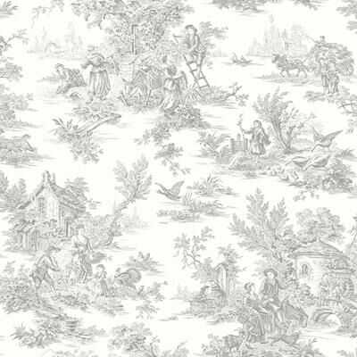 York Wallcoverings Campagne Toile Grey Wallpaper
