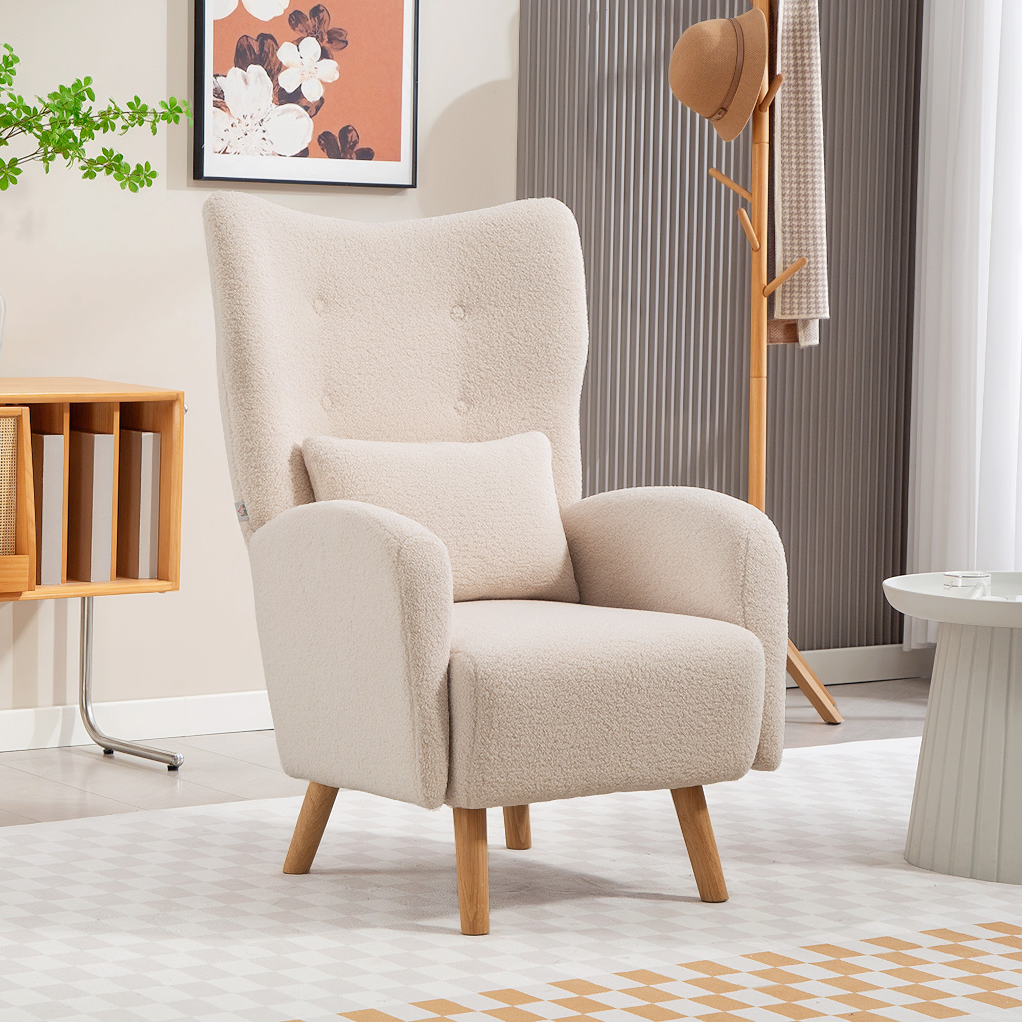 Homcom Poltrona con Rivestimento in Peluche, con Cuscino in Schiuma, Beige   Aosom Italy