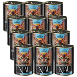MAU Pastete und Filet – Nassfutter für Katzen: Karmazyn mit dreifarbigem Veilchen 12x400g