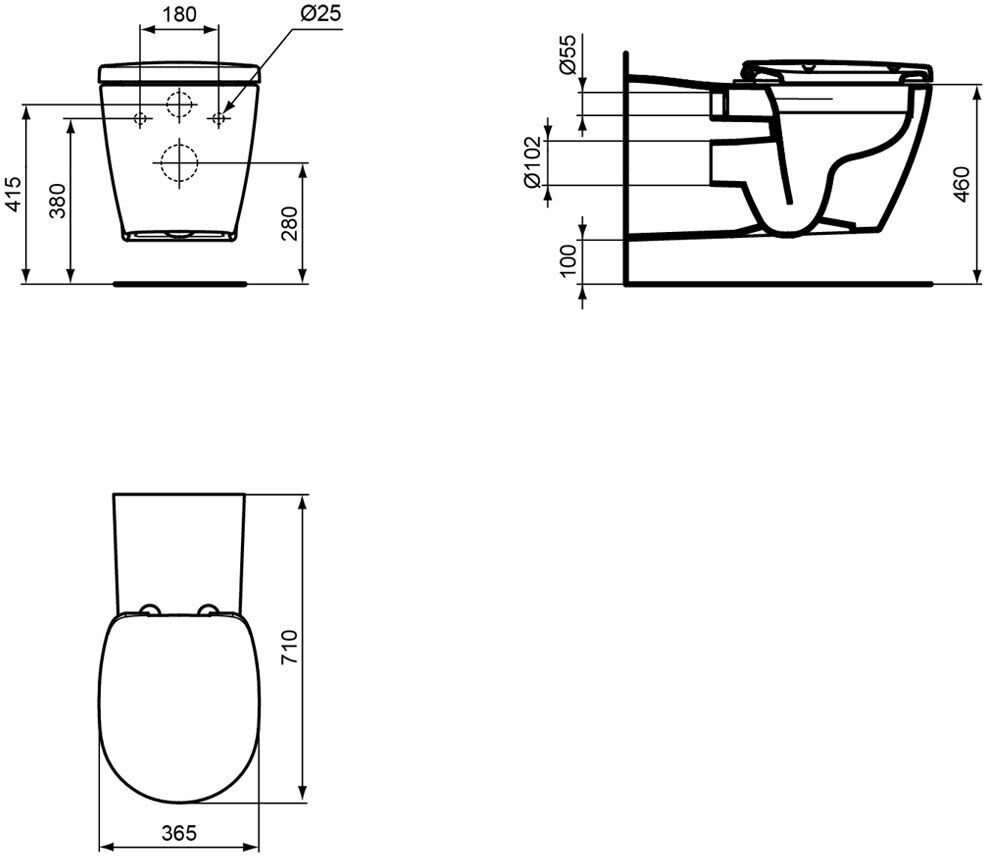 Ideal Standard Freedom Wand-Tiefspül-WC, barrierefrei und ohne Spülrand