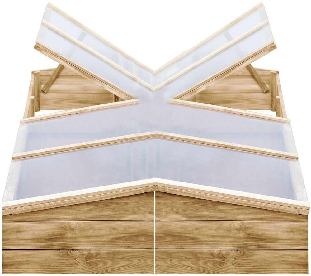 vidaXL Invernadero de madera de pino impregnada 2 uds 200x50x35 cm Verde