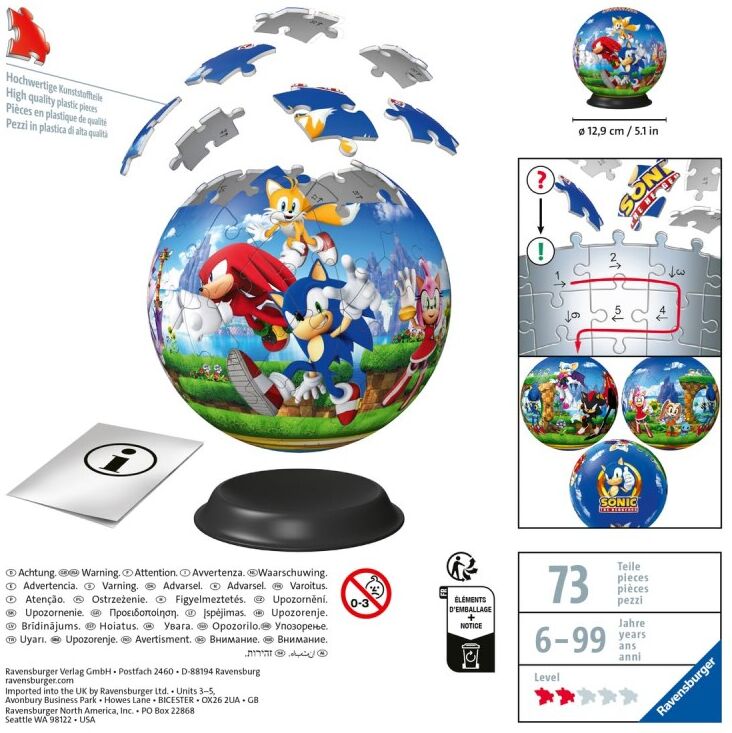 Ravensburger Puzzle 3D Ball 72 pièces - Sonic