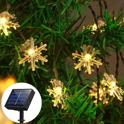 Multicon Wholesale Hub Solar Snowflake Garland Light String For Garden, Wedding & Christmas Outdoor Eave Decoration warm 12m 100led