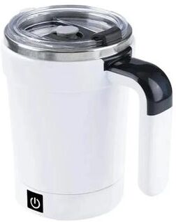 Uplift Picks Rechargeable Automatic Stirring Cup Stainless Steel Magnetic Self Stirring Coffee Mug white