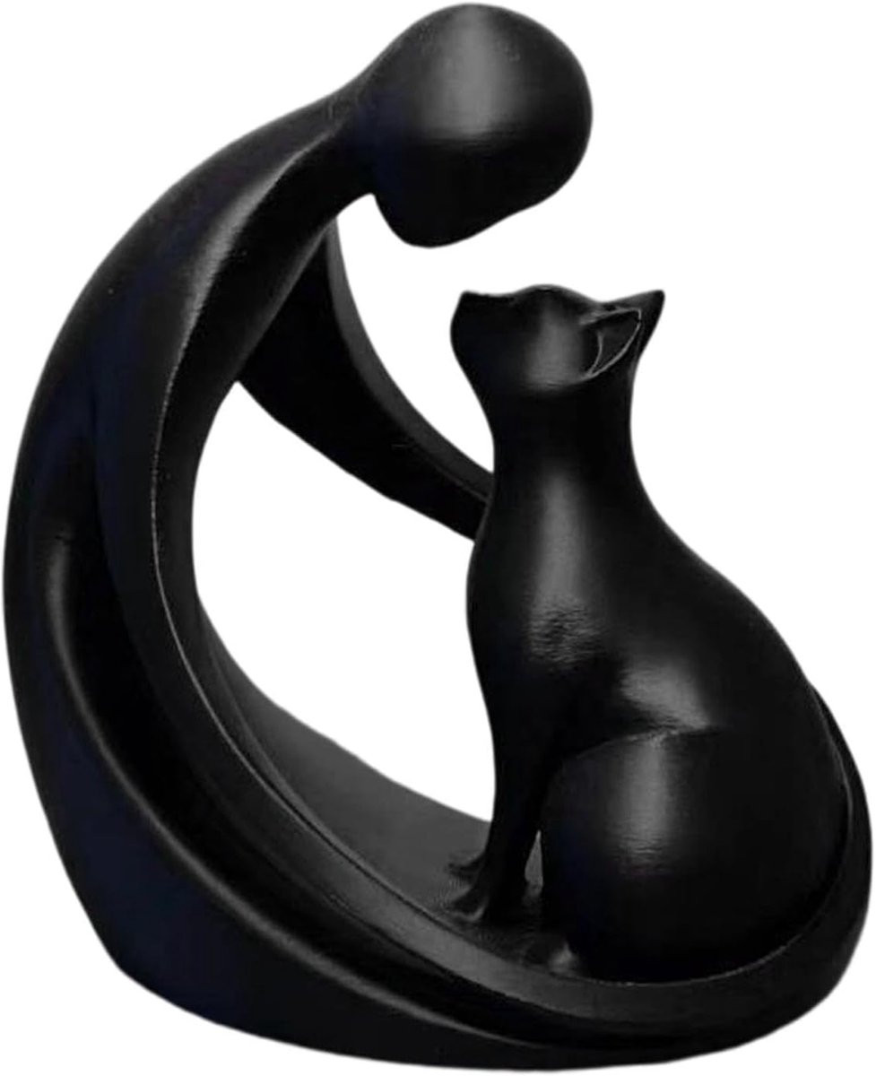 Zwart herdenkingsbeeldje voor katten decoratie, hoogte: 10,5 cm