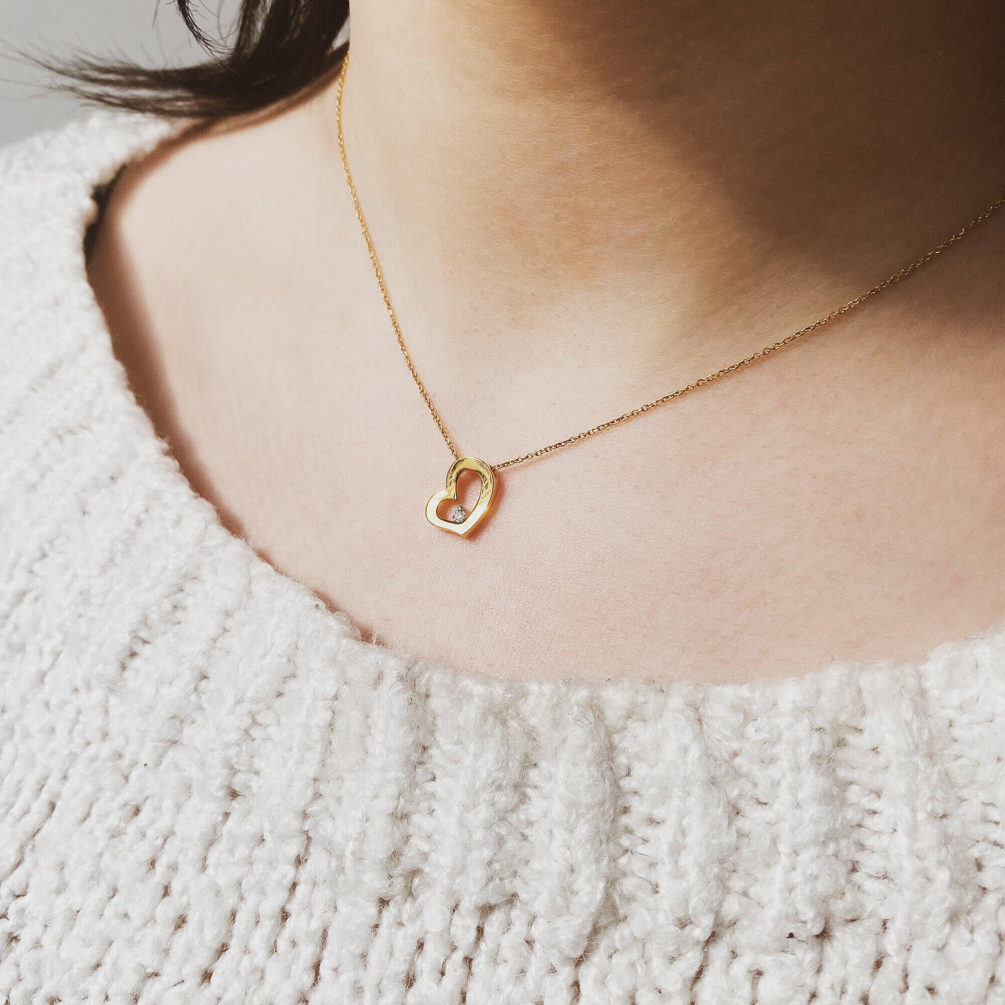 Mon Premier Bijou Collier pendentif coeur - Diamant & Or jaune 9ct