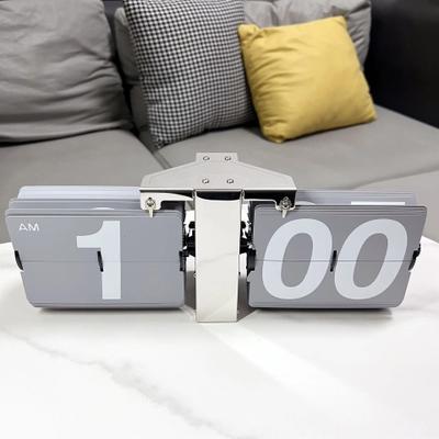 Uplift Picks Modern Retro Auto Flip Wall And Desk Clock With Large Digital Display gray Stainless