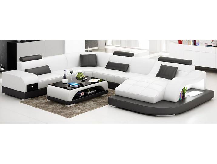 Xlmoebel Wohnlandschaft Beleuchtetes Ledersofa in modernem Design für gemütliche Abende, Hergestellt in Europa