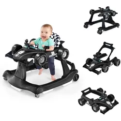 Costway COSTWAY 4 in 1 Lauflernwagen mit einstellbarer Höhe & Geschwindigkeit, Lauflernhilfe Autoförmig